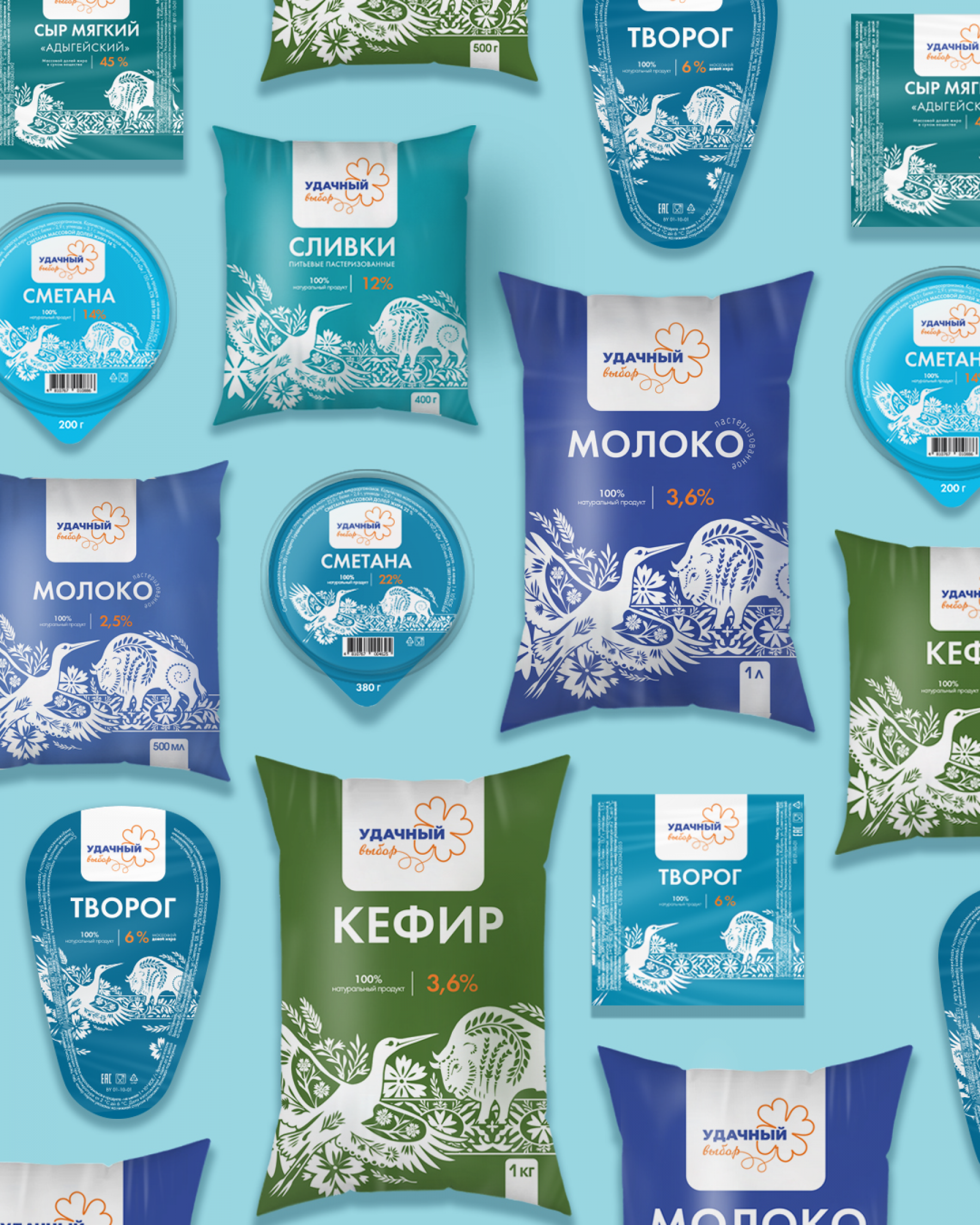 Редизайн упаковки молочной продукции бренда «Удачный выбор»